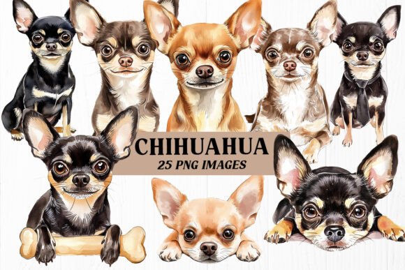 Download Chihuahua PNG Bundle, 25 Watercolor Dogs - Dog Collection