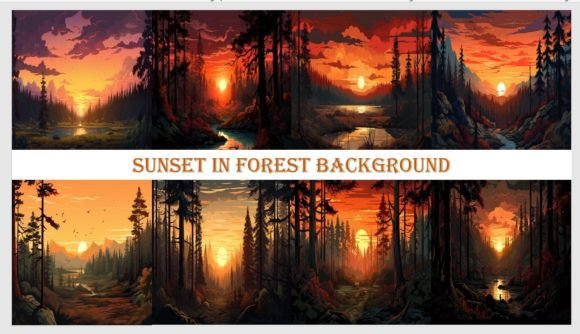 Download Sunset Forest Painting Background - Paint Collection