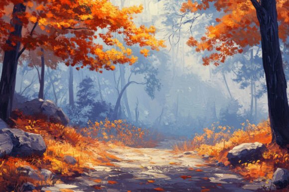 Download Autumn Forest Painting Background - Paint Collection