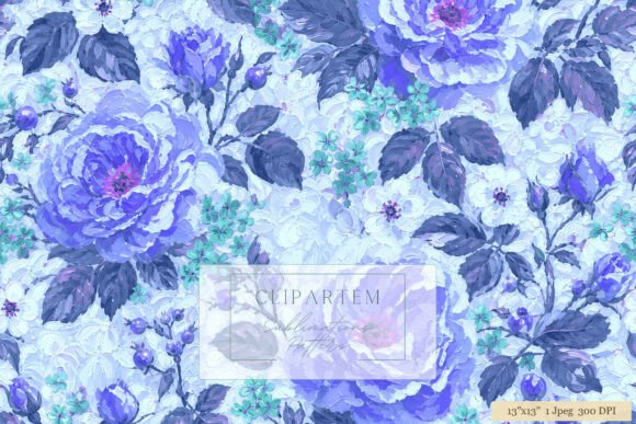 Download Vintage Rose Blue Violet Floral Design - Floral Collection