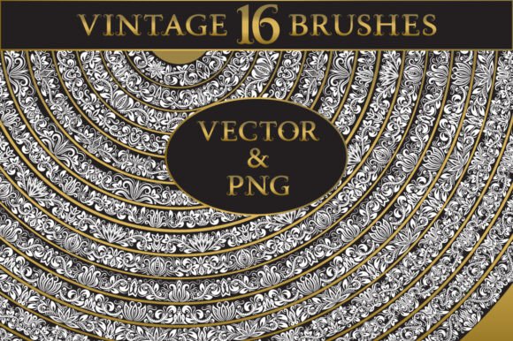 Download 16 Vintage Floral Brushes - Floral Collection