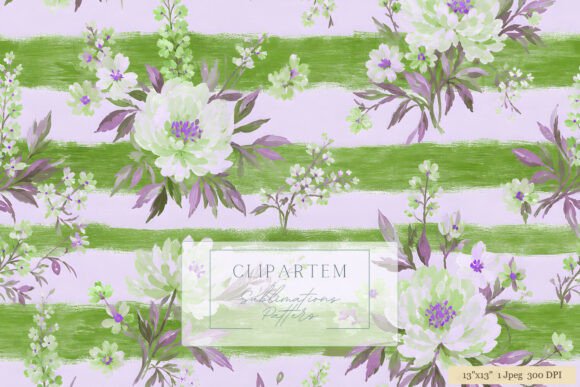Download Lilac Green Purple Floral Stripe Pattern - Floral Collection