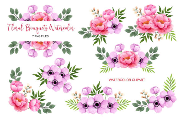 Download Set of the Floral Bouquet Clip Art - Floral Collection