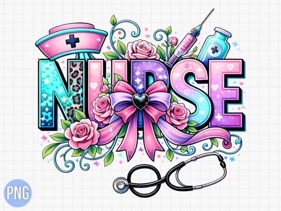 Download Floral Medical Nurse Stethoscope Bow PNG - Floral Collection