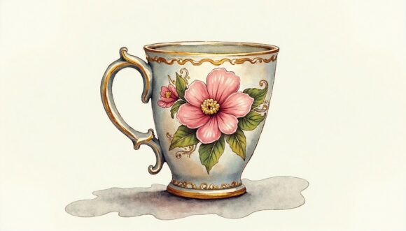 Download Vintage Mug Painted with Art Deco Flair - Paint Collection