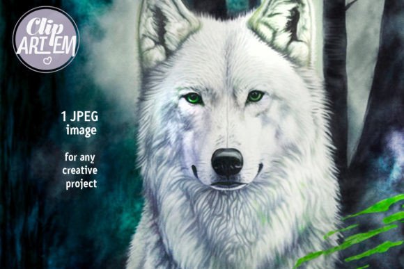 Download White Wolf in Forest Painting Digital - Paint Collection