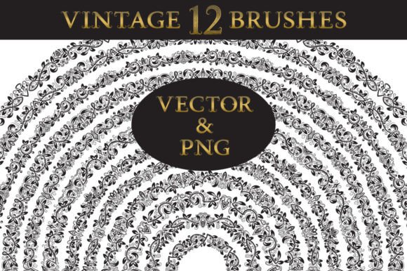 Download 12 Vintage Floral Brushes - Floral Collection