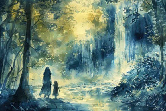 Download Forest Painting with Mother and Daughter - Paint Collection