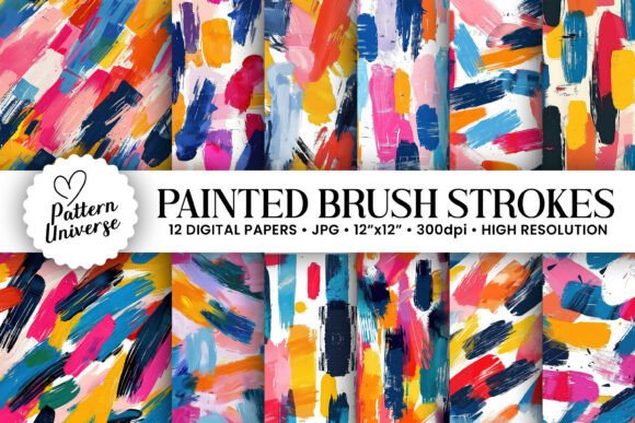 Download Colorful Painted Brush Strokes Patterns - Paint Collection