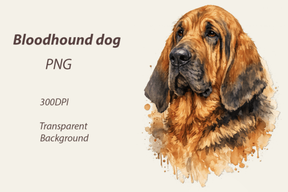 Download Watercolour Bloodhound Dog Png - Dog Collection
