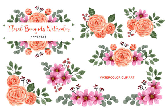 Download Set of the Floral Bouquet Clip Art - Floral Collection