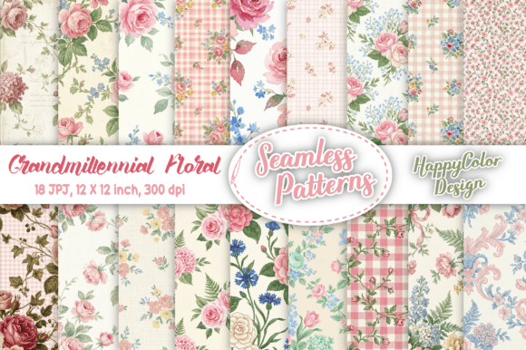 Download Grandmillennial Floral Seamless Patterns - Floral Collection