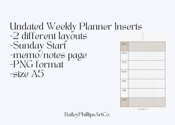 Download Undated Weekly Planner Inserts - Planner inserts Collection
