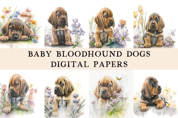 Download Baby Bloodhound Dogs Digital Papers - Dog Collection