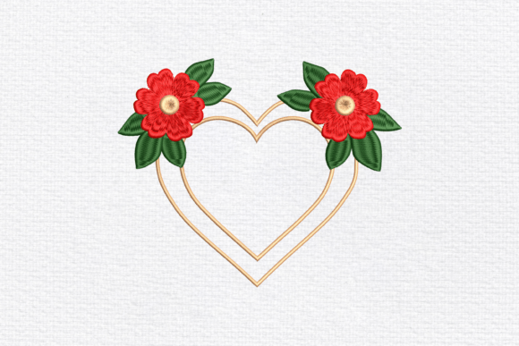 Download Floral Heart Frame Embroidery Design - Floral Collection