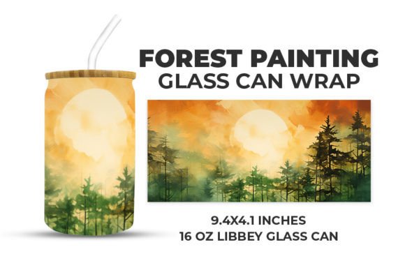 Download Forest Painting Glass Can Wrap - Paint Collection