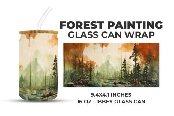 Download Forest Painting Glass Can Wrap - Paint Collection