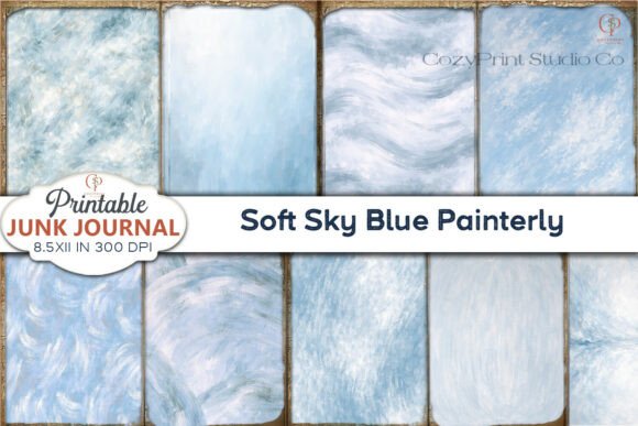 Download Soft Sky Blue Painterly Junk Journal - Paint Collection