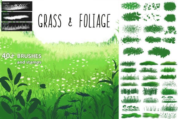 Download Grass &amp; Foliage Brushes - Procreate - Foliage Collection