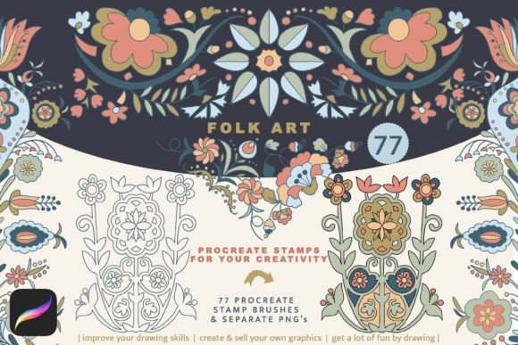 Download Folk Art Procreate Brushes, Floral Folk - Floral Collection